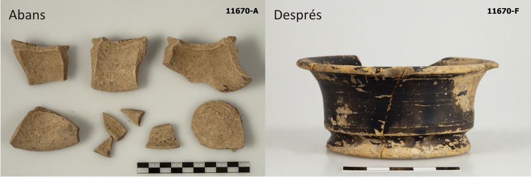 Vaso de cerámica de barniz negro de Cales para uso doméstico